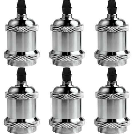 6PCS Base De Lámpara Simple Retro E27 Luz De Techo Vintage Lámpara Colgante Interior Plata (1/5)