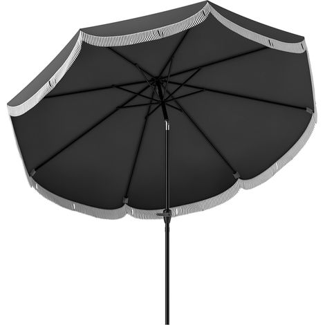 Parasol Ø269 cm, parasol octogonal de balcon avec protection UV, protection solaire pour jardin, gris foncé