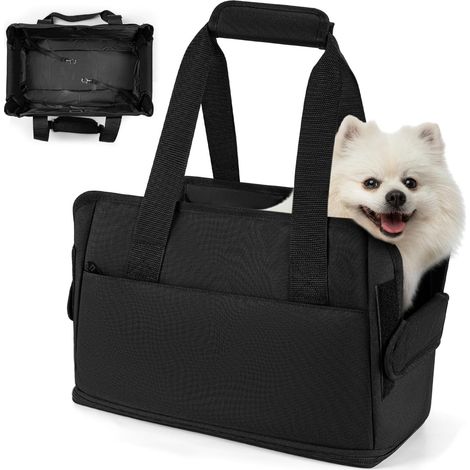 Sac de transport pour animaux de compagnie extensible - Panier de voyage respirant et confortable pour petits chiens et chats - Adapté aux trajets en voiture, avion et extérieur (1/5)