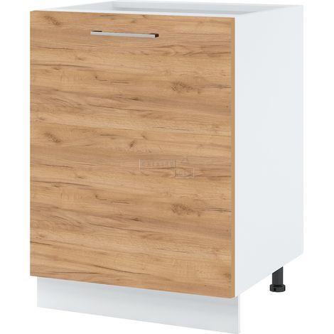 Meuble bas de cuisine Bellissi Chene 1 porte L 60 cm -  Porte avec poignée apparente  Décor chêne brut
