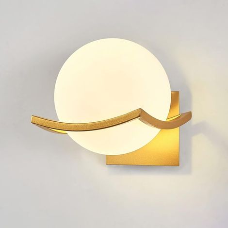 Applique Murale Globe blanc, Applique Murale LED Moderne du Milieu du siècle, luminaire Mural pour Salle de Bain, Chambre à Coucher, Salon, Couloir Ikodm (1/5)