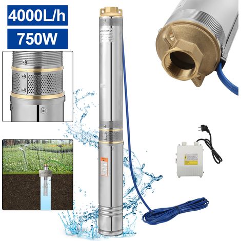 Jiubiaz Tiefbrunnen-Tauchpumpe 4m3/h Edelstahl Wasserdicht 0.75KW