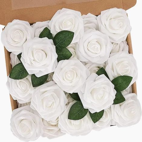 25 Fleurs Artificielles,Mousse Rose,Tige Ajustable,Feuille Incluse,Décoration Mariage,Fête,Anniversaire,DIY Bouquet (1/5)