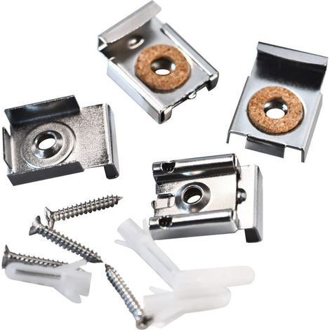 Clips de suspension à ressort pour miroirs sans cadre – Lot de 2 jeux (8 pièces) avec chevilles et vis incluses (1/4)