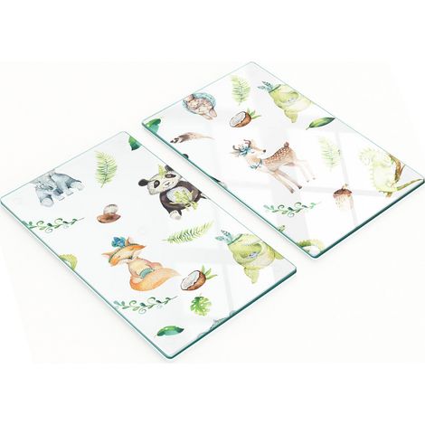 Tableros de vidrio templado con dise帽o decorativo de animales para habitaci贸n infantil, 2x30x52 cm
