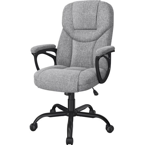 Homevive Silla de Oficina de Tela Giratoria con Respaldo Ergonómico Altura Ajustable Silla de Escritorio Reclinable Gris (1/5)