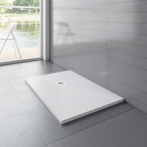 900x1000x30mm Rechteck Weiß Schiefereffekt Duschwanne mit Ablaufgarnitur plastik Ablaufabdeckung (1/5)