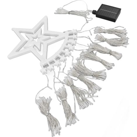 Guirlande lumineuse solaire cascade pour sapin de Noël, 350 LED, 8 modes d'éclairage, étanche, avec télécommande pour extérieur, lumière blanche (1/5)