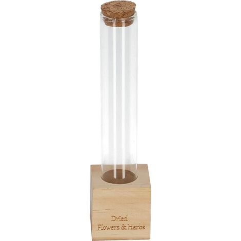 Esschert Design Blumen-und Kräuterreagenzglas S mit Halter 16,5 cm - Glas & Holz (1/2)