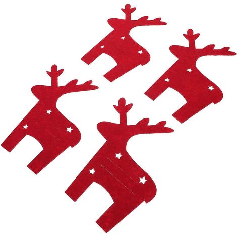 Porte-couverts renne de Noël, décoration de fête, livré avec 20 pochettes à couverts. (1/5)