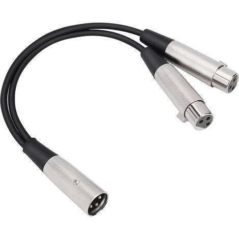 Câble de 33 cm en métal XLR3M vers double XLR3F pour microphone, éclairage et console de réglage (1/5)