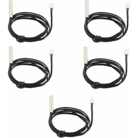 Lot de 5 sondes de capteur de température étanches NTC 10 K 1 % 3950 Thermistor, câble d'extension de 1 m, détecteur de température, jauge pour climatiseurs de voiture/réfrigérateurs