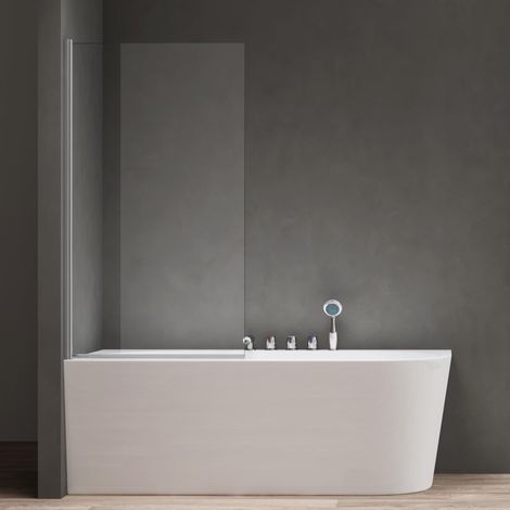 doporro Parete Vasca da Bagno Doccia 80x140cm, Parete Sopravasca Doccia Apertura 180° Vetro Trasparente 6mm Cortona201K (1/5)