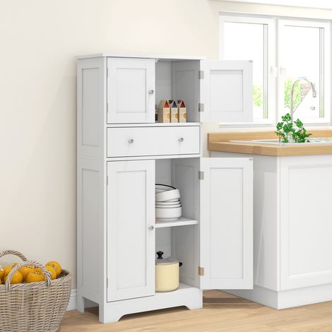 Armoire de cuisine buffet cuisine avec placards. étagères réglables. tiroir. 60 x 30 x 128 cm. blanc