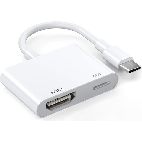 Adaptateur USB-C vers HDMI - HDMI 4K - Compatible avec iPhone 16/15, MacBook Pro/Air, iPad Pro, câble AV numérique HDMI 2.0 compatible avec Samsung Galaxy S24 - Blanc (1/5)