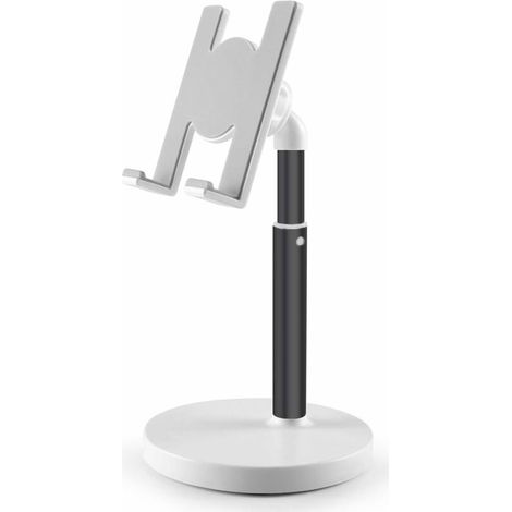 [2021 Upgraded] Cell Phone Stand, Height Angle Adjustable Phone Stand, Thick Base Phone Holder Stand for Desk, Compatible with All Mobile Phones, iPad and Tablets(7-10'') Black (1/5)