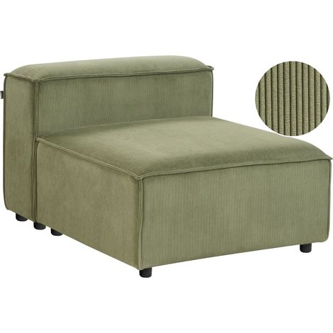 Poltrona imbottita componibile 1 posto velluto a coste verde con gambe nere Ardal