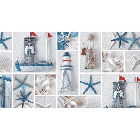 TOVAGLIATO IN PVC FANTASTIK FARO MARE 708-1 Rotolo cm.140 (H) x 20 mt (L)