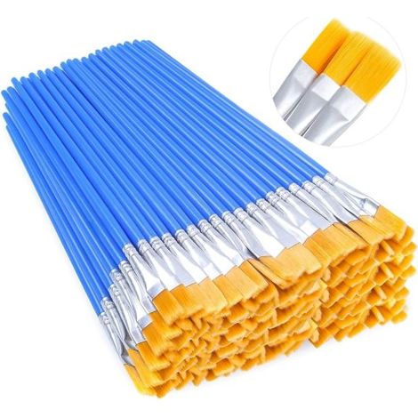 Online Store - Lot de 100 pinceaux plats pour enfants, idéaux pour la peinture acrylique et les loisirs créatifs. (1/5)