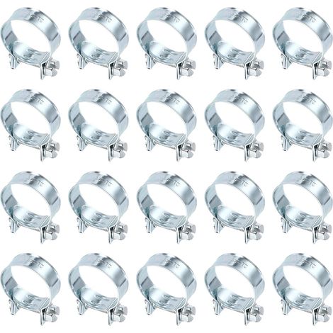 20pcs Collier De Serrage Pour Injection De Carburant 21-23mm Ajustable En Acier Zingué Mini Collier Pour Tuyau De Gaz Pour Automotive Agriculture Plomberie Diesel Essence Tuyau (1/5)