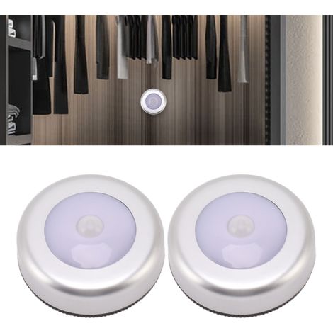 2 lampes rondes à détecteur de mouvement LED à vendre, adaptées aux armoires, penderies, chambres, éclairages de secours, veilleuses et éclairages de placards à détecteur de mouvement. (1/5)