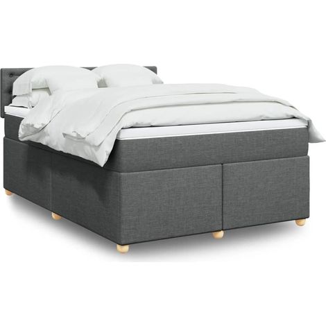 Boxspringbett mit Matratze Dunkelgrau 140x200 cm Stoff