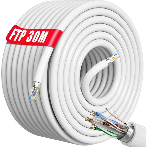 Cable Ethernet 30m, RJ45 30m Câble Blindé Câble Réseau Haut Debit (1/5)
