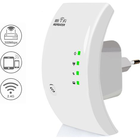 Répéteur WiFi, amplificateur WiFi haute performance, extension WiFi N300, booster de signal WiFi, 1 port Ethernet, couverture jusqu'à 200 m², compatible avec toutes les box internet – Blanc (1/5)