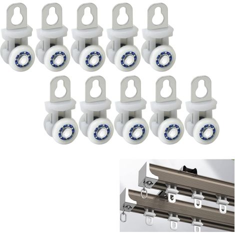 Poulie Rideau Maison Rouleau Roue - Roulement Acier Inoxydable Tringle Aluminium Tringles Rideaux Coulissantes MéTal Deux Roues Draperie Piste Direction Silencieux Draperie Coulissant 10 PièCes (1/5)