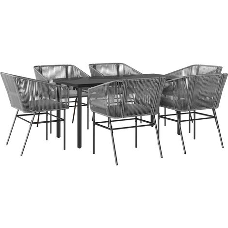 Maison Exclusive - Juego comedor jardín 7 pzas cojines ratán sint (1/5)