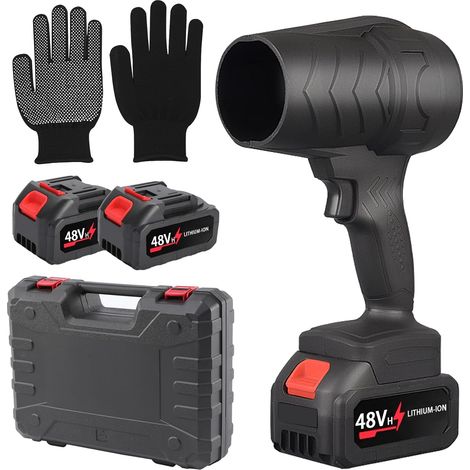 Souffleur à feuilles sans fil avec 2 batteries de 3000 mAh, souffleur électrique pratique pour voiture, 18 000 tr/min, mini souffleur sans fil, turbo jet blower pour nettoyer les feuilles, la (1/5)