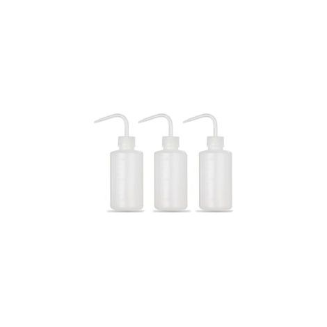 Lot de 3 flacons pissettes de 250 ml Bouteilles de laboratoire avec pipette fine en plastique Flacon doseur Bouteille de lavage pour le nettoyage