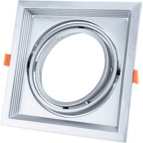 Rettangolo Incasso Regolabile per AR111 D.180x180x42mm Argento Optonica 5082