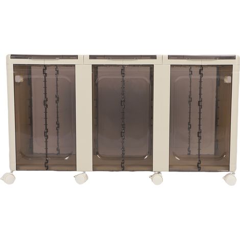 Boîte de rangement empilable, pliable et facile à monter, avec roulettes et portes transparentes, idéale pour les jouets, vêtements, livres et goûters. 3 niveaux. (1/5)