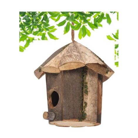 Nid pour oiseaux en bois, naturel maison d'oiseaux en bois, nids d'oiseaux pour jardin extérieur patio nid décoratif (1/4)