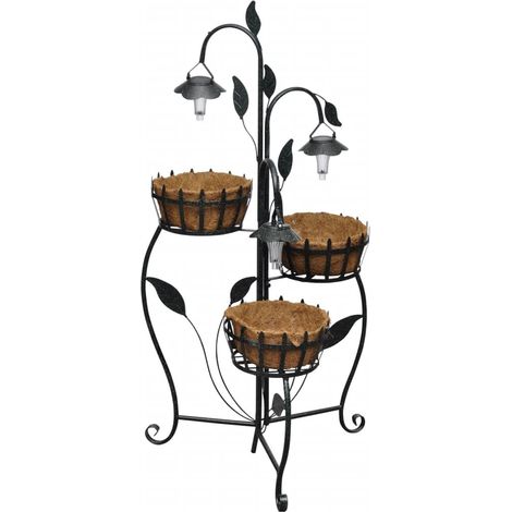 Cesta para flores colgante de fibra de coco con LED solar 020001389 (1/5)