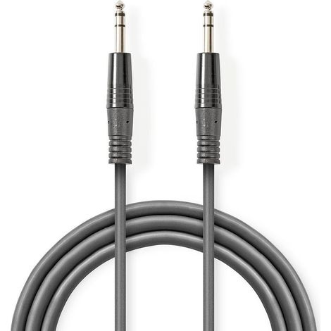 Cable audio stereo 635 mm male 635 mm male plaque nickel 300 m rond gris fonce gaine en carton (1/3)