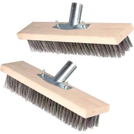Brosse de nettoyage - Brosse en acier - Brosse de piscine - 2 pièces - Acier inoxydable - 30 cm - sans manche - pour éliminer les algues, les taches (1/5)