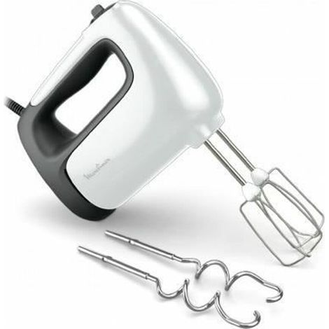 Sbattitore Moulinex Prep'Mix+, ideale per preparazioni leggere e pesanti, potente motore da 500 W, 5 velocità, impostazione Turbo, 2 fruste, 2 ganci per l'impasto, acciaio inox, HM460110 (1/5)