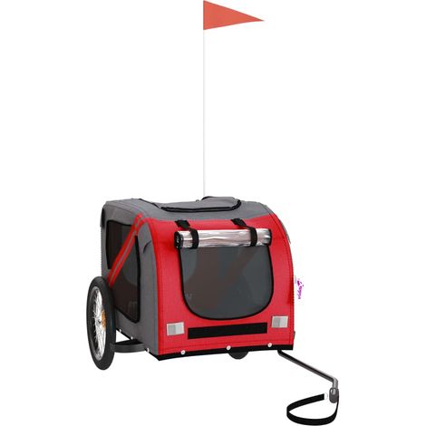 Remorque de vélo pour animaux de compagnie rouge et gris