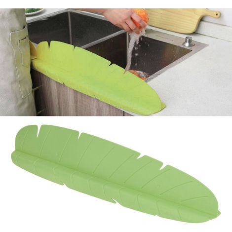 Protecteur d'Éclaboussures Élastique Réutilisable pour Évier de Cuisine - Feuille de Bananier Vert Anti-Projections pour Lavage de Légumes et Vaisselle (1/5)