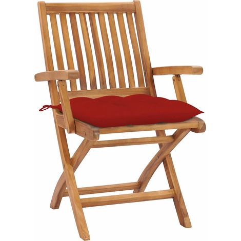 Maison Exclusive - Klappstühle, 2 Stück, mit roten Kissen, aus ma (1/5)