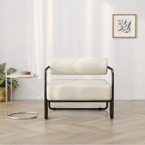 Chaise 68 x 73 x 70 cm revêtement en velours côtelé structure en métal noir dossier élégant (1/5)