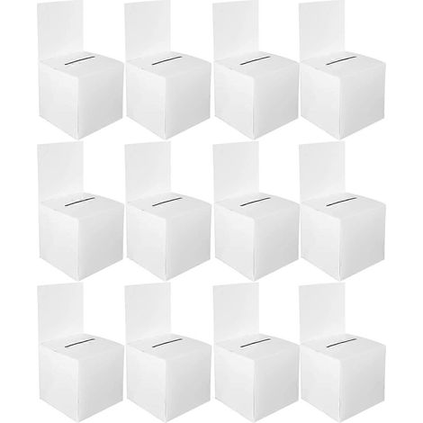 Lot de 12 urnes pour tirage au sort, boîtes à dons pour collecte de fonds, boîtes en carton avec fentes, 15 x 15 x 15 cm (1/5)