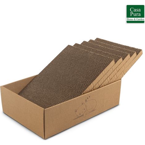 Casa Pura – Griffoir pour chat en carton ondulé – Lot de 5 planches interchangeables – 44 x 29 x 12,5 cm – Pour le soin des griffes et le jeu