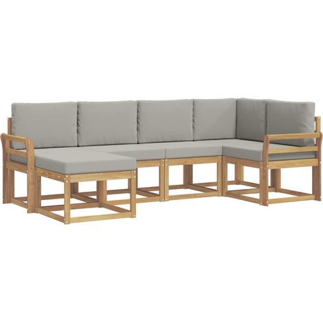 Ensemble de canapés d'extérieur 6 pc Blanc et gris clair vidaXL (1/5)
