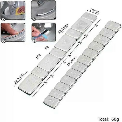 Poids d'équilibrage de roue adhésif en fer de 60 g pour voitures et motos, équilibreuse de pneus (1/4)