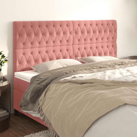 vidaXL Cabecero de cama rosa 180x7x118/128 cm Terciopelo (1/5)