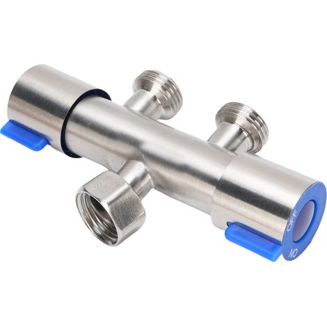 Répartiteur de tuyau d'arrosage en acier inoxydable 304, 1 entrée et 2 sorties, robinet extérieur femelle G1/2 pour la cuisine (1/5)
