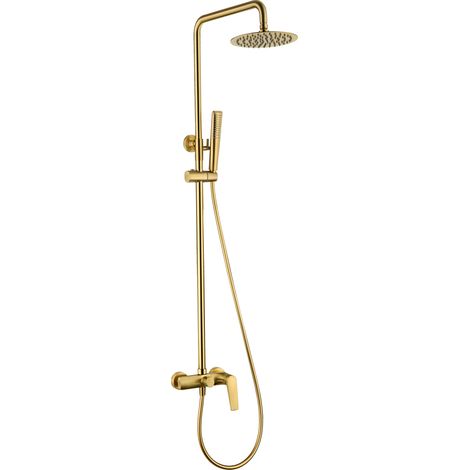 Conjunto ducha monomando Delos oro cepillado